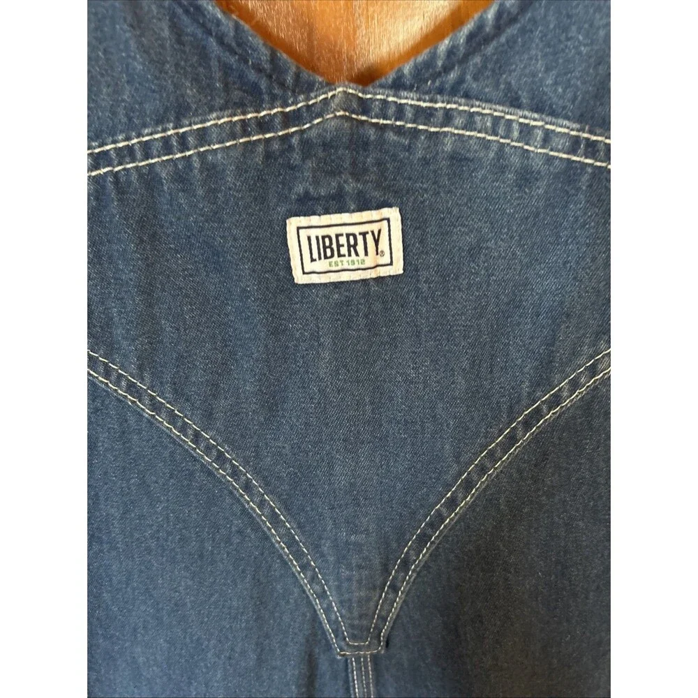 Liberty Overalls Mens 34x29 Blue Denim Bib Workwear Carpenter Utility Pockets